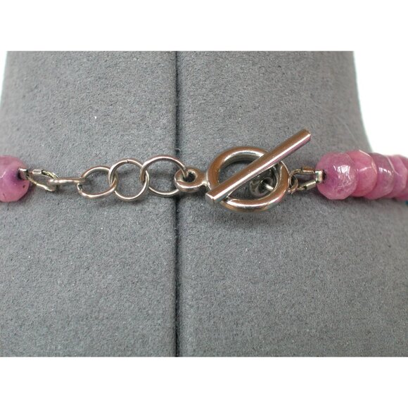 Faceted Pink Amethyst Beaded Necklace With Toggle Clasp & Accent Beads - Picture 3 of 3